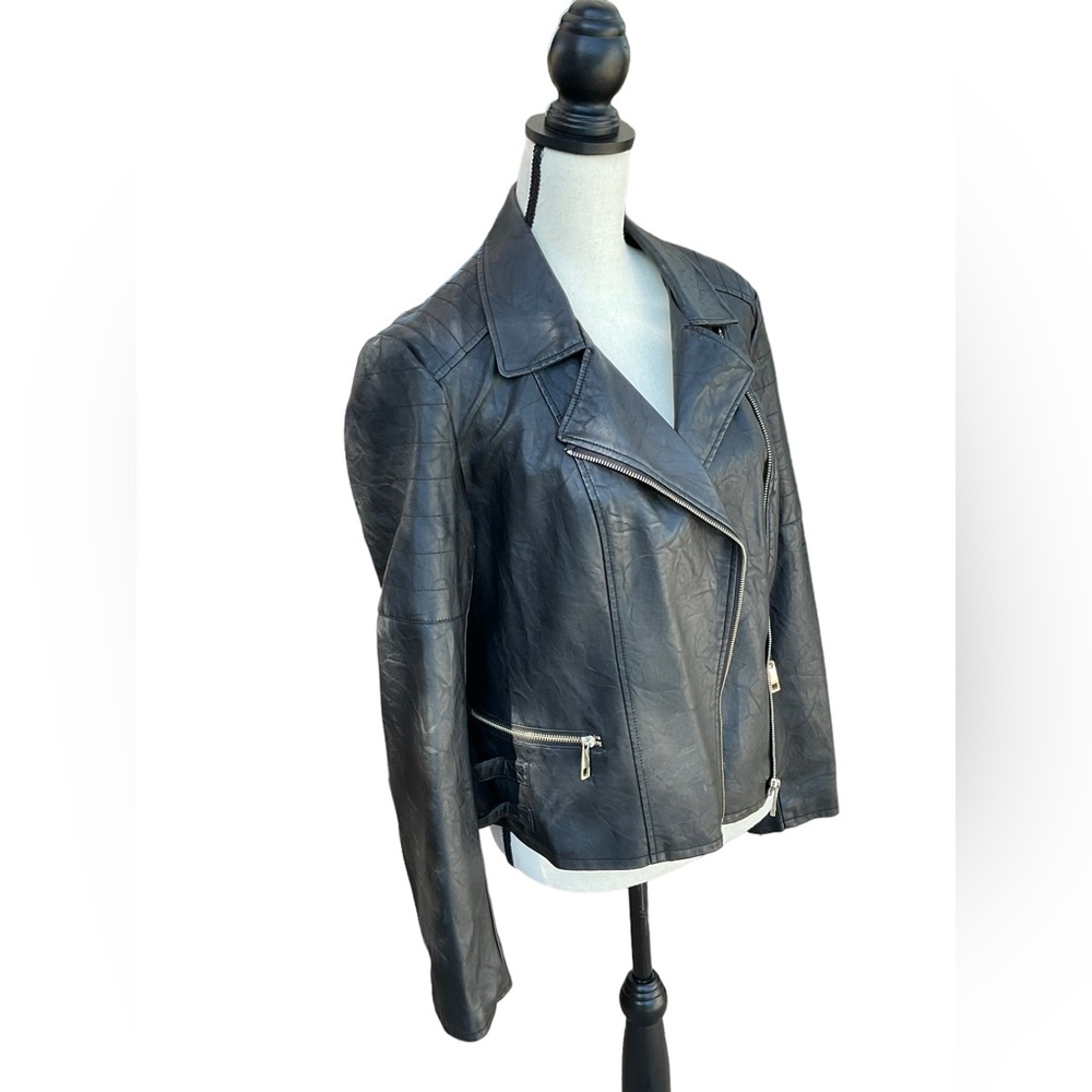 a.n.a. Faux Leather Motorcycle Jacket Size L - Picture 12 of 14